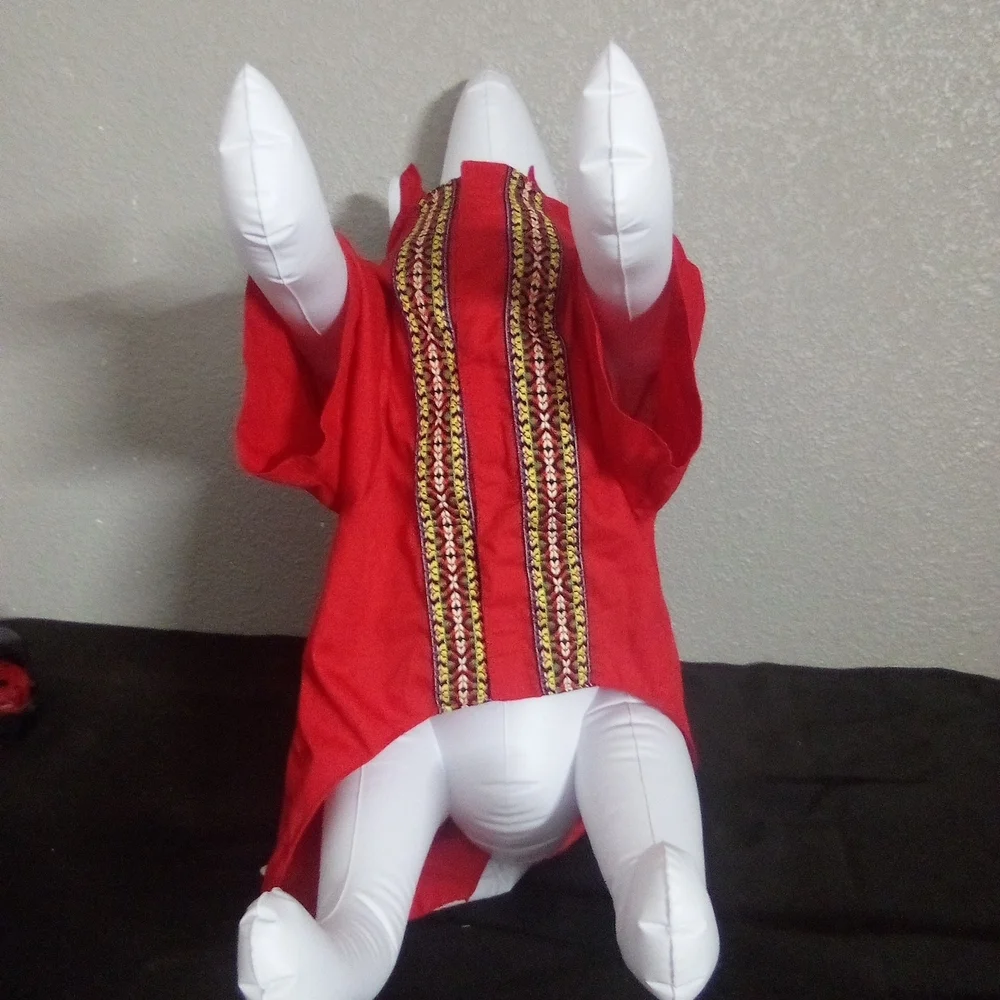 Red Dog Coat with Embroidered Design ( Box ED )